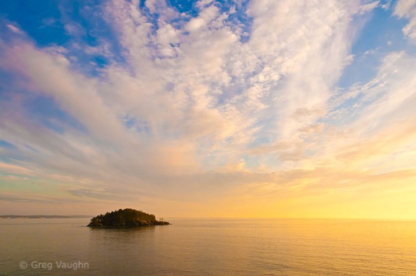 Deception Island and sunset sky